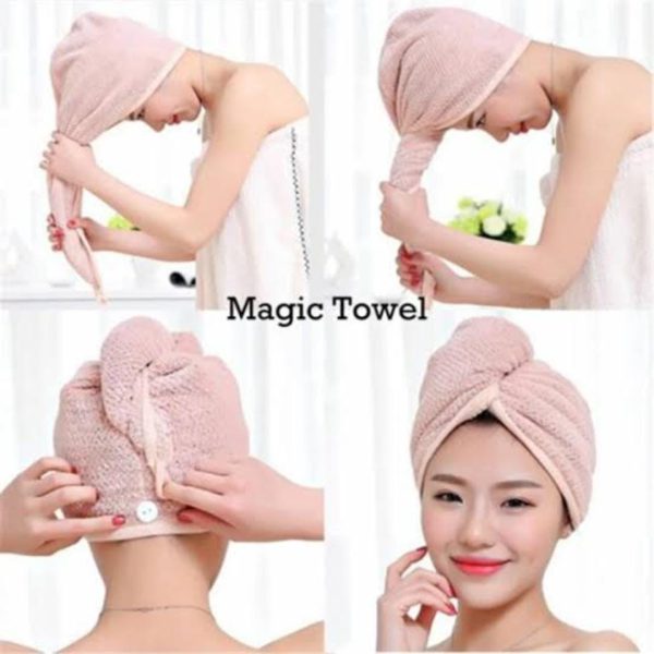 Imported Turby Towel Bath Towel – Super Absorbent & Quick-Drying Hair Cap (Random Color, 65cm)