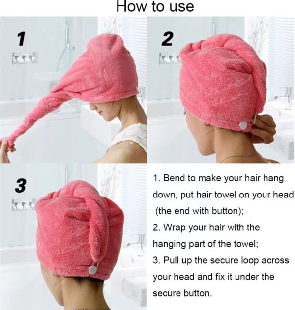 Imported Turby Towel Bath Towel – Super Absorbent & Quick-Drying Hair Cap (Random Color, 65cm)