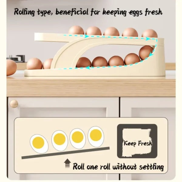 2 Tier Egg Organizer Automatic Scrolling Egg Rack, Double Layer Egg Storage Tray ( Random Colors )