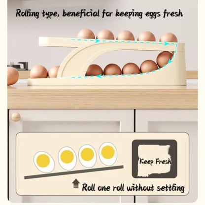 2 Tier Egg Organizer Automatic Scrolling Egg Rack, Double Layer Egg Storage Tray ( Random Colors )