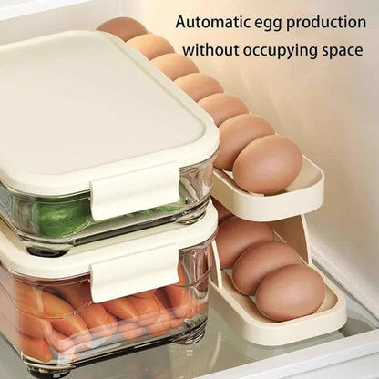 2 Tier Egg Organizer Automatic Scrolling Egg Rack, Double Layer Egg Storage Tray ( Random Colors )